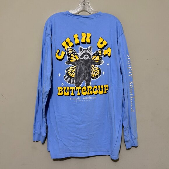 Simply Southern XL “Chin Up Buttercup” Long Sleeve Graphic Shirt – Blue - Picture 1 of 6